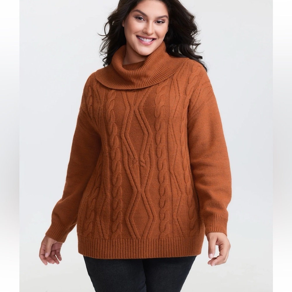 BloomChic Plus Size 2XL Textured Heather Turtleneck Pullover us18-20
